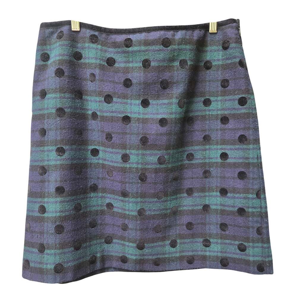 Talbots Twee Prep Academia Maximal Wool Blend Tartan Plaid Polka Dot Skirt 14